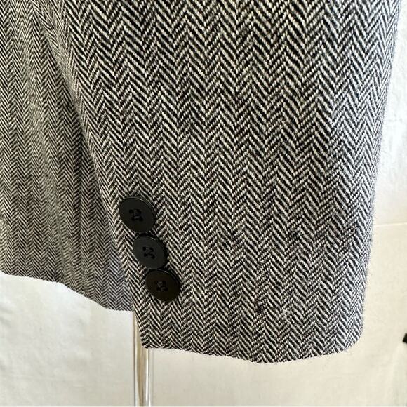 Lafayette 148 black/cream herringbone wool stretch one button blazer size 8 - Picture 11 of 14